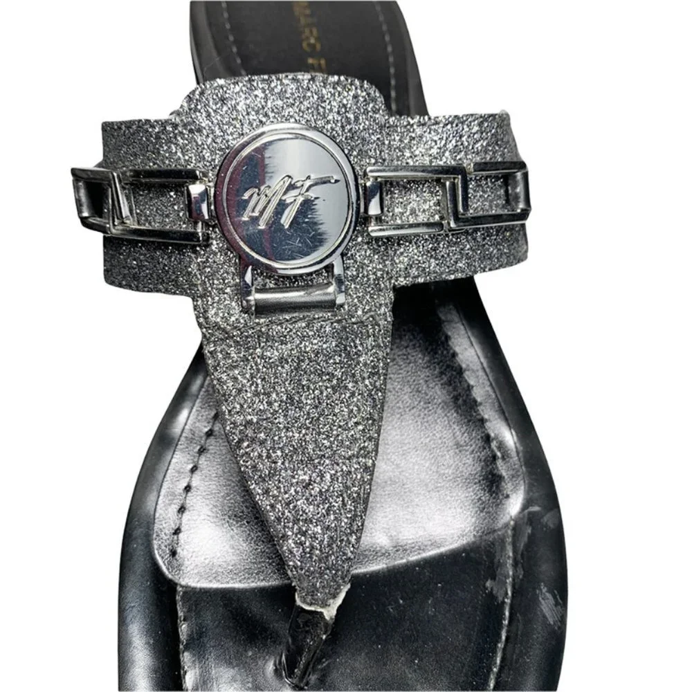 MARC FISHER Amina Metallic Dress Thong Wedge